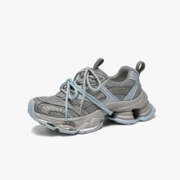 BEAUTODAY Chunky Sneakers Women Synthetic Leather Mesh Mixed Color Round Toe Lace-Up Sports Trainer Ladies Shoes Handmade 29A51