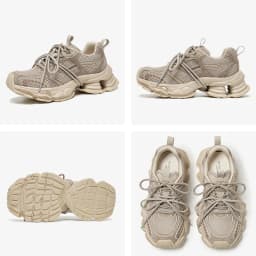 BEAUTODAY Chunky Sneakers Women Synthetic Leather Mesh Mixed Color Round Toe Lace-Up Sports Trainer Ladies Shoes Handmade 29A51