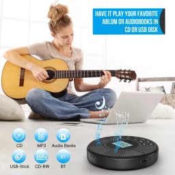 Portable cd walkman with bluetooth transimitting cd player portable with speakers and earbuds discman rechargeable with USB