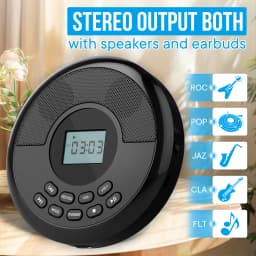 Portable cd walkman with bluetooth transimitting cd player portable with speakers and earbuds discman rechargeable with USB