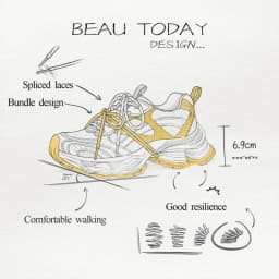 BEAUTODAY Chunky Sneakers Women Synthetic Leather Mesh Round Toe Lace-up Sports Trainers Ladies Patchwork Shoes Handmade 29A51