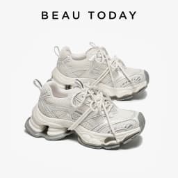 BEAUTODAY Chunky Sneakers Women Synthetic Leather Mesh Round Toe Lace-up Sports Trainers Ladies Patchwork Shoes Handmade 29A51