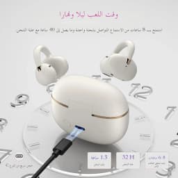 Ortizan OHAYO-A7 Clip On Earbuds, Lightweight Comfort Open Ear Headphones, Wireless Sports Headphones with ENC AI 4 Mics Calls