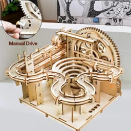 3D Wooden Puzzle DIY Mechanical Manual Model Building Kits Assemble Toys Marble Run Set with 4 Ball for Adult Kids Gifts