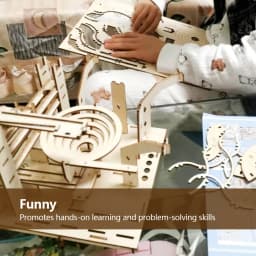 3D Wooden Puzzle DIY Mechanical Manual Model Building Kits Assemble Toys Marble Run Set with 4 Ball for Adult Kids Gifts