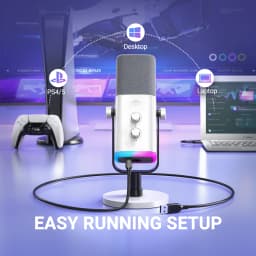 FIFINE XLR/USB Dynamic Microphone with Headphone Jack/RGB/Mute,MIC for Recording Streaming Gaming PS4/PS5 Ampligame AM8W