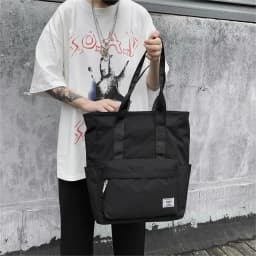 Large Capacity Canvas Tote Bag, Casual Shoulder Handbag, Multi-Pocket School Book Bag, Waterproof Commuter Bag for Men Women
