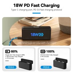 TELESIN 18W PD Fast Charger For DJI OSMO Action 6 5pro OSMO 360 TF Card 3 Slots Battery Pocket Charging Storage Box