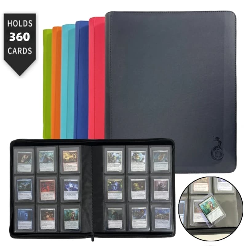Holds 360 Toploaders, 9 Pockets, Top Loader Binder for Cards Storage, Card Holder for Sports Cards or Trading Cards in 3 X 4''