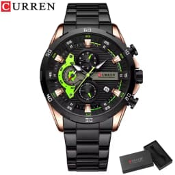 CURREN 8402 Creative Fashion Mens Business Casual Wristwatches Stainless Steel Luminous Dial Chronograph Clock
