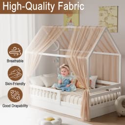 Bunk Bed Canopy 1/2-Piece Muslin Bunk Bed Canopy, Fabric Canopy for Bunk Beds Suitable for Bed Canopy, Bedroom Decoration