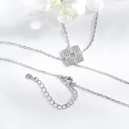Smyoue Full Moissanite Necklaces Sparkling Flowers Long Chain Wedding Girls Gift Lab Diamond Pendant 925 Sterling Silver Jewelry