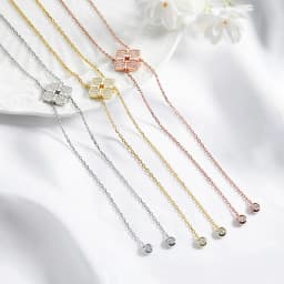 Smyoue Full Moissanite Necklaces Sparkling Flowers Long Chain Wedding Girls Gift Lab Diamond Pendant 925 Sterling Silver Jewelry