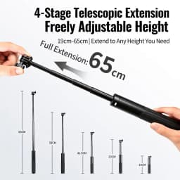 RONKOEN TZ-24 Mini 60cm Quick-Release Portable Adjustable Selfie Stick Tripod for GoPro Insta360 DJI Osmo Action Camera