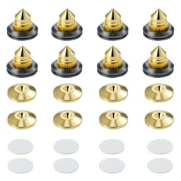 Pailvens Loudspeaker Spikes Set of 8 Loudspeaker Feet Height Adjustable Copper Alloy Subwoofer Spikes with 16x Adhesive Pads