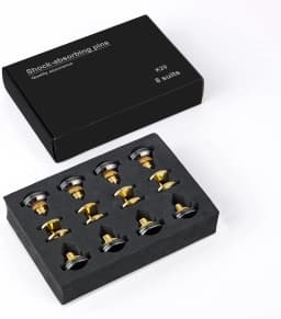 Pailvens Loudspeaker Spikes Set of 8 Loudspeaker Feet Height Adjustable Copper Alloy Subwoofer Spikes with 16x Adhesive Pads