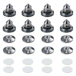 Pailvens Loudspeaker Spikes Set of 8 Loudspeaker Feet Height Adjustable Copper Alloy Subwoofer Spikes with 16x Adhesive Pads