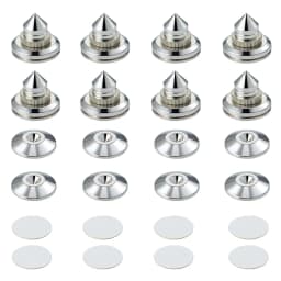 Pailvens Loudspeaker Spikes Set of 8 Loudspeaker Feet Height Adjustable Copper Alloy Subwoofer Spikes with 16x Adhesive Pads