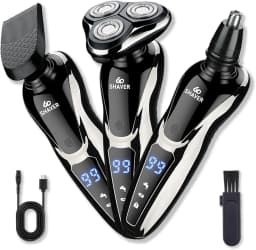 Rechargeable Electric Shaver for Men All in One Trimmer Set with Nose Trimmer Sideburns Trimmer Face Cleaning Brush