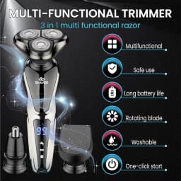 Rechargeable Electric Shaver for Men All in One Trimmer Set with Nose Trimmer Sideburns Trimmer Face Cleaning Brush