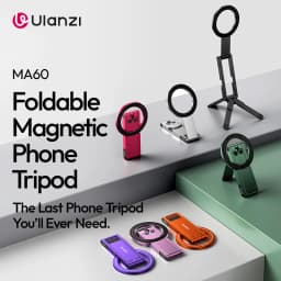 Ulanzi MA60 Foldable Magnetic Phone Tripod Handheld Selfie Phone Mount for iPhone 16 15 14 13 Android with Magnetic Ring
