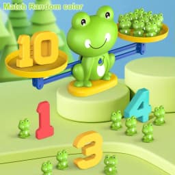Montessori Frog Balance Math Toy, Number Counting Game with Addition & Subtraction, Early Learning Birthday Gift for Kids