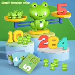 Montessori Frog Balance Math Toy, Number Counting Game with Addition & Subtraction, Early Learning Birthday Gift for Kids