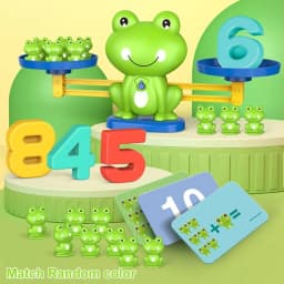 Montessori Frog Balance Math Toy, Number Counting Game with Addition & Subtraction, Early Learning Birthday Gift for Kids