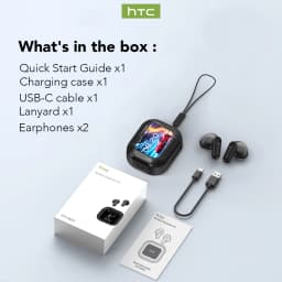 HTC NE20 TWS Bluetooth 6.0 Earbuds Smart LCD Touchscreen Real-Time AI Translation ENC Noise Reduction HiFi Audio for Sport
