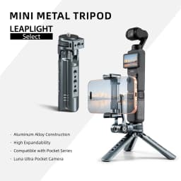 LEAPLIGHT Aluminum Mini Tripod for DJI Osmo Pocket 3/4/4P/360LunaUltra Camera Tripod Handheld Grip w 360° BallHead+Phone Stand