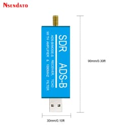 RTL2832U ADS-B Mode-S USB SDR TV Receiver Built-in RF Amplifier 1090MHz Bandpass Filter Radio SDR Band TV Scanner Tuner Stick