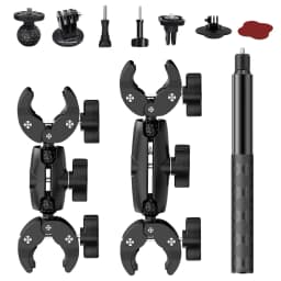 Motorcycle Mount Kit for Insta360 X5 X4 X3 X2 RS DJI GoPro Double Clamp Handlebar Selfie Stick for Insta 360 Mount Accessories