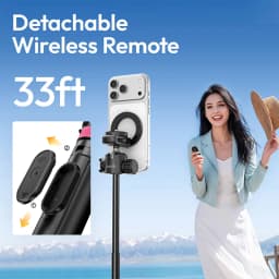Ulanzi MT-44M Selfie Stick Ground Tripod 1/4''&Magnetic Selfie Stick for Smartphone Camera One-Touch Auto Deploy for Travel