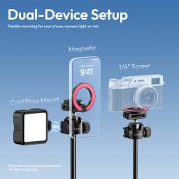 Ulanzi MT-44M Selfie Stick Ground Tripod 1/4''&Magnetic Selfie Stick for Smartphone Camera One-Touch Auto Deploy for Travel