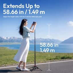 Ulanzi MT-44M Selfie Stick Ground Tripod 1/4''&Magnetic Selfie Stick for Smartphone Camera One-Touch Auto Deploy for Travel