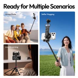 Ulanzi MT-44M Selfie Stick Ground Tripod 1/4''&Magnetic Selfie Stick for Smartphone Camera One-Touch Auto Deploy for Travel