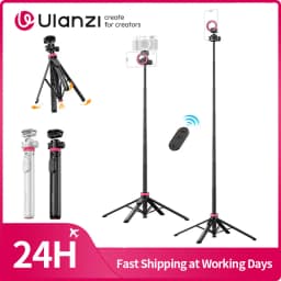 Ulanzi MT-44M Selfie Stick Ground Tripod 1/4''&Magnetic Selfie Stick for Smartphone Camera One-Touch Auto Deploy for Travel