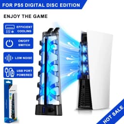 For PS5 Both Disc and Digital Cooling Fan with LED Light for PS5 Both Disc and Digital Editions Gaming Accessorie Cooling System
