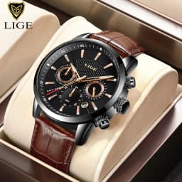 LIGE 2025 Watch Men Fashion Sports Quartz Clocks Mens Watches Top Brand Leather Military Waterproof Date Watch Relogio Masculino