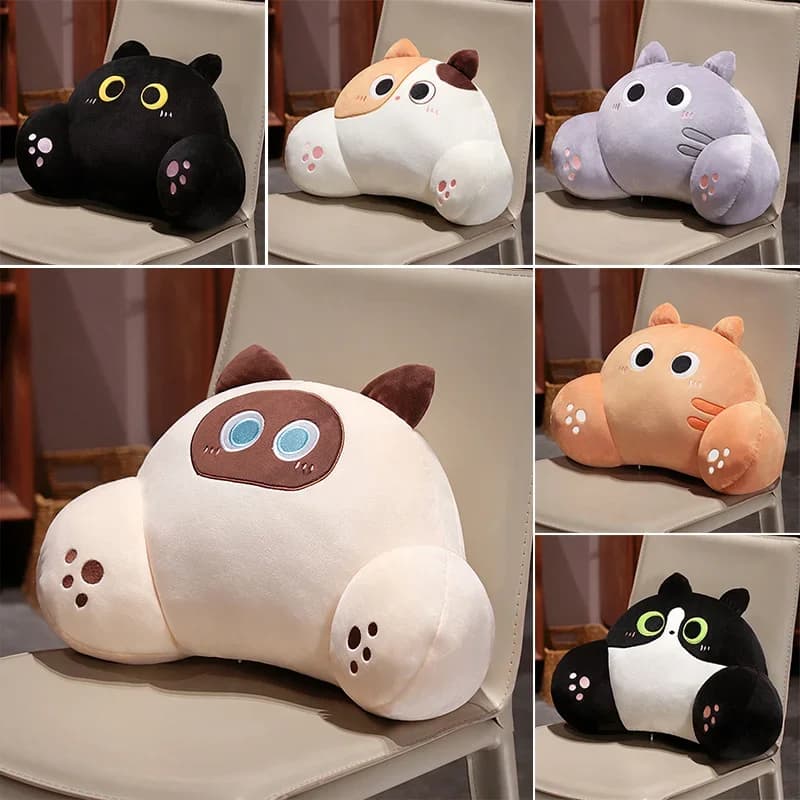 Thickened Cat Back Cushion Siamese Calico Cat Sofa Bed Chair Lumbar Support Cushion Comfortable Throw Pillow Home Decor Girl