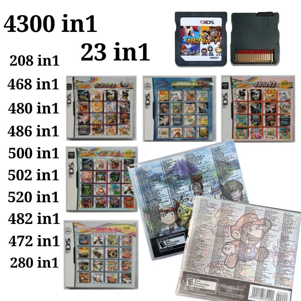 4300 in 1 Compilation DS NDS 3DS 3DS NDSL Game Cartridge Card Video Game Handheld Player (R4 card) 23in1/208in1/280in1/482/486