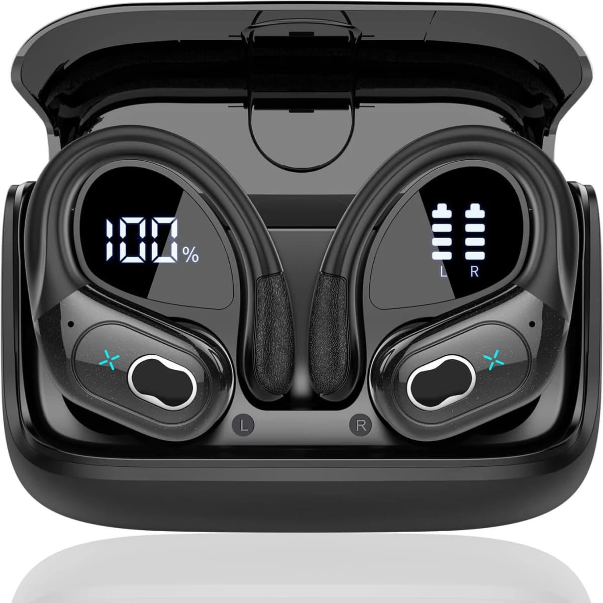 Wireless Earbuds 5.4 Bluetooth Headphones Sports Ear Buds with Earhooks 75H Playtime Wireless Headphones for Workout Waterproof