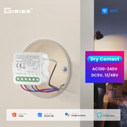 GIRIER Tuya Smart Dry Contact Switch Module WiFi DIY Breaker Relay Supports DC5V/12-48V AC100-240V Input/Output Works with Alexa