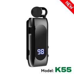 K55 Lavalier Business Bluetooth 5.2 Headphone Talk/Music Time 20 Hours,LED Digital Display,Noice Cancelling Wireless Earphones