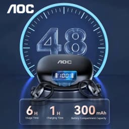 Choice AOC Sports Headset Wireless Bluetooth 6.0 Earphones Waterproof LED Battery Display Gaming Low Latency Headphones LP75