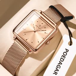 POEDAGAR Square Fashion Ladies Watch Waterproof Stainless Steel Mesh Watch For Woman Elegant Women's Quartz Watches Female Reloj