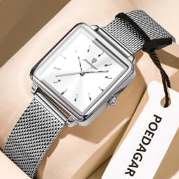 POEDAGAR Square Fashion Ladies Watch Waterproof Stainless Steel Mesh Watch For Woman Elegant Women's Quartz Watches Female Reloj