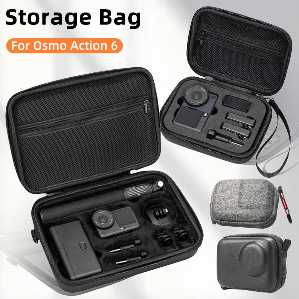 Portable Carrying Case for DJI Osmo Action 6, Hard PU Travel Storage Bag Shockproof Case for Action6 Protector Accessories