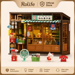 Rolife Nostalgic Corner Shop Japan Book Nook Kit DIY Miniature House Model Kits Japanese 3D Wooden Puzzle Gift for Her Crafters