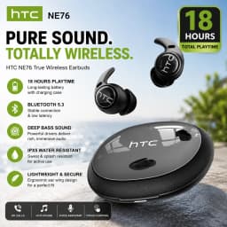 HTC NE76 Wireless Bluetooth Earphones TWS In-Ear Earbuds Bluetooth 5.4 Mic IPX5 Waterproof Sports Ear Buds with iOS Android